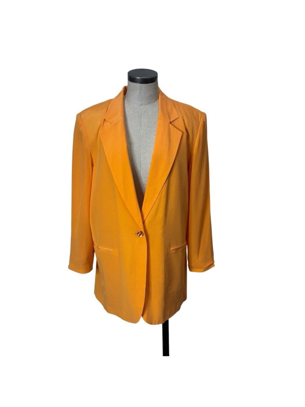 Diane Gilman 100% Silk Blazer Large Tangerine